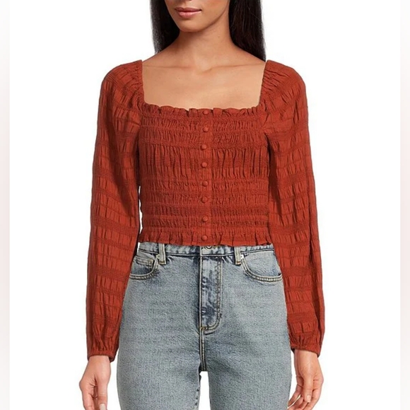 Gianni Bini Rylee Square Long Sleeve Blouse - Picture 1 of 5